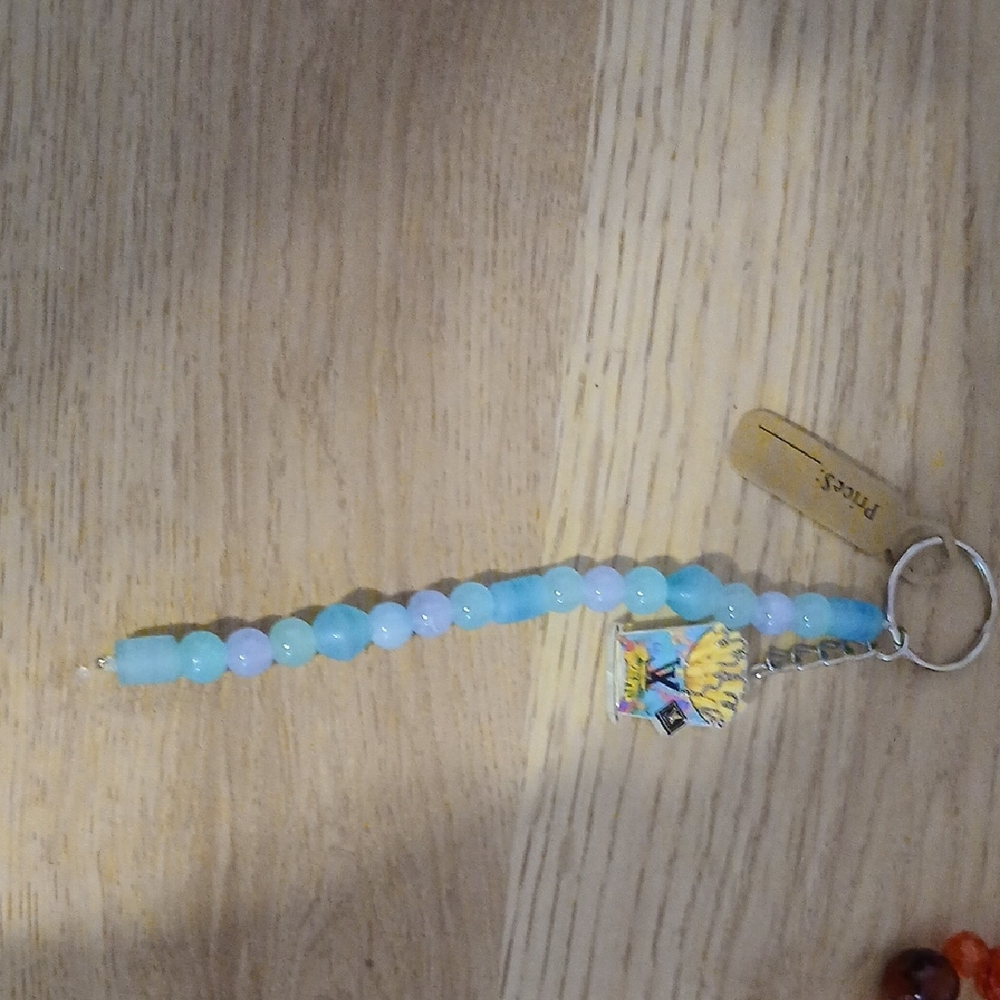Beaded Aqua and Lavender Keychain Charm